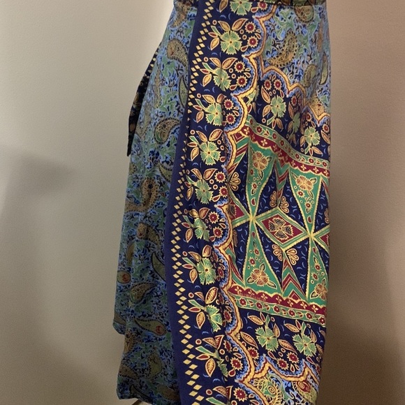 PAISLEY Gold Design Wrap Midi Skirt Size S - Picture 5 of 10